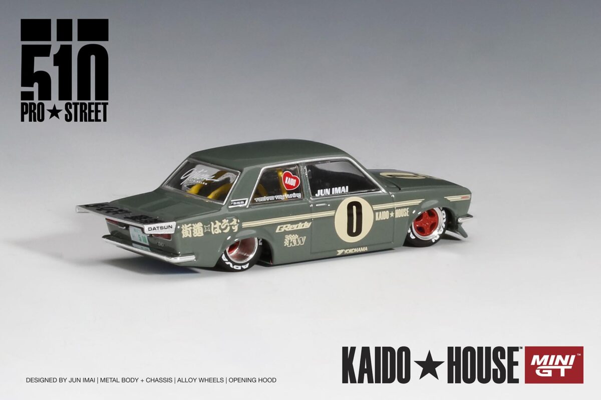 Modellino Kaido House X MINI GT 1/64 Datsun 510 Pro Street OG – Lega Verde - Foto 5