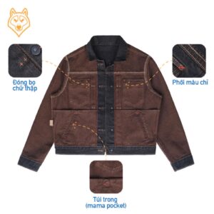 Áo khoác 13.5oz Dark Brown Type 2 / Overdye Selvedge Denim - Regular Jacket