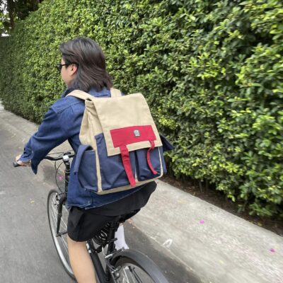 Pocket Backpack - Sand Navy Wine