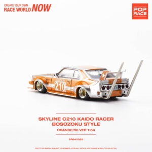 Pop Race 1:64 SKYLINE C210 KAIDO RACER BOSOZOKU STYLE ORANGE:SILVER -6