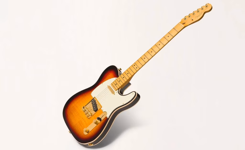 Fender Telecaster cao cấp sunburst vân flame maple, phần cứng mạ vàng
