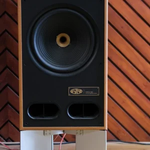 Loa Vestlyd V12C TYPE V12C coaxial speaker system mặt trước đen, thùng gỗ, chân đế kim loại