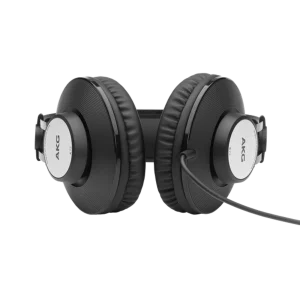 Tai nghe AKG K72 nhìn từ dưới lên, đệm tai oval và khung headband đôi