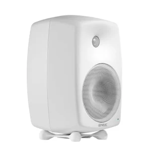 Loa kiểm âm Genelec 8050B: thùng nhôm đúc MDE™, tweeter trong DCW™, woofer bass lớn lưới kim loại, logo GENELEC, LED trạng thái, chân Iso-Pod™ — ảnh catalog studio (04).