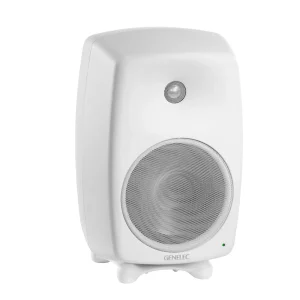 Loa kiểm âm Genelec 8050B: thùng nhôm đúc MDE™, tweeter trong DCW™, woofer bass lớn lưới kim loại, logo GENELEC, LED trạng thái, chân Iso-Pod™ — ảnh catalog studio (06).