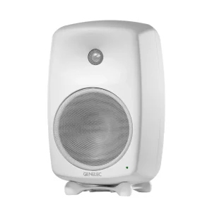 Loa kiểm âm Genelec 8050B: thùng nhôm đúc MDE™, tweeter trong DCW™, woofer bass lớn lưới kim loại, logo GENELEC, LED trạng thái, chân Iso-Pod™ — ảnh catalog studio (08).