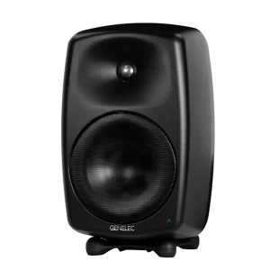 Loa kiểm âm Genelec 8050B: thùng nhôm đúc MDE™, tweeter trong DCW™, woofer bass lớn lưới kim loại, logo GENELEC, LED trạng thái, chân Iso-Pod™ — ảnh catalog studio (10).