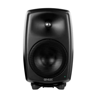 Loa kiểm âm Genelec 8050B: thùng nhôm đúc MDE™, tweeter trong DCW™, woofer bass lớn lưới kim loại, logo GENELEC, LED trạng thái, chân Iso-Pod™ — ảnh catalog studio (13).