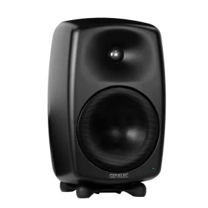 Loa kiểm âm Genelec 8050B: thùng nhôm đúc MDE™, tweeter trong DCW™, woofer bass lớn lưới kim loại, logo GENELEC, LED trạng thái, chân Iso-Pod™ — ảnh catalog studio (16).