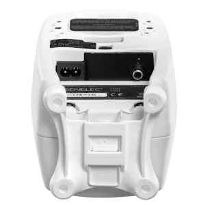 Genelec G One trắng mặt trước trung tính: grille trắng, thùng polar white, Iso-Pod, ánh sáng đều
