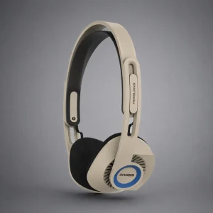Tai nghe Koss KPH30 Wireless màu be, đệm foam đen, viền xanh và headband suspension