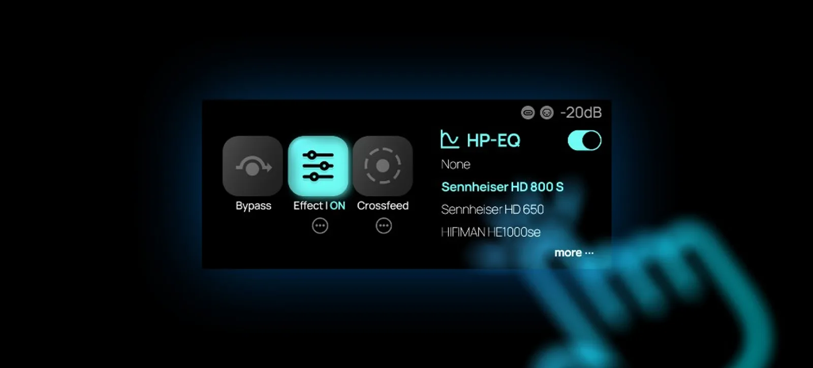 Giao diện HP-EQ trên màn Luxsin X9 với thư viện profile tai nghe