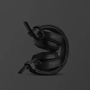 Marshall Milton A.N.C. gập tròn, thùng tai da textured đen và logo Marshall trên nền xám