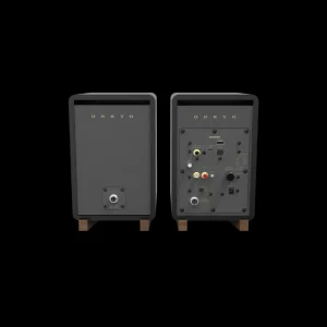 Mặt sau loa Onkyo Creator GX-30ARC màu đen với HDMI ARC, Optical, USB-C, RCA và cáp loa phụ