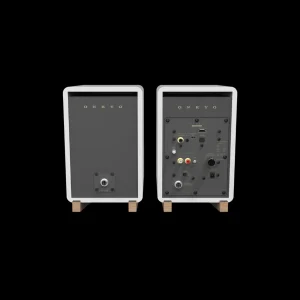 Mặt sau loa Onkyo Creator GX-30ARC màu trắng với HDMI ARC, USB, Optical và loa chính/phụ