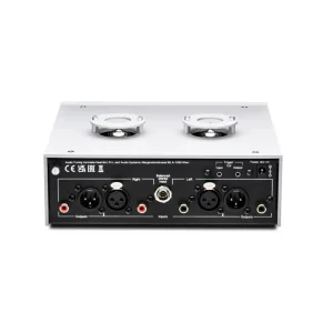 Mặt sau Pro-Ject Tube Box DS3 B: cổng XLR balanced in/out, RCA, trigger in/out và cổng nguồn DC