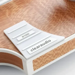 Tem limited edition Clearaudio Al Di Meola 8/1000 trên khung gỗ birdseye maple, logo clearaudio