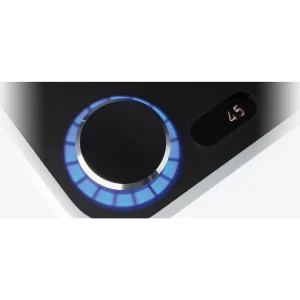 Núm điều khiển Clearaudio Concept Signature với viền LED xanh và màn hiển thị 45 RPM