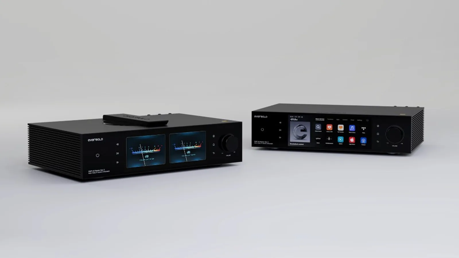 Cặp Eversolo DMP-A8 Master Edition Gen 2 với màn VU meter và giao diện streaming Tidal Qobuz Spotify