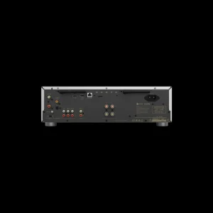 Mặt sau Onkyo Icon A-50 bạc với cổng phono, digital, HDMI TV ARC, USB, Ethernet và cọc loa