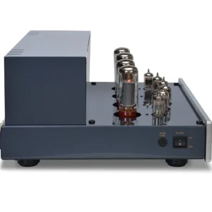 PrimaLuna EVO 300 Integrated màu bạc góc ba phần tư không lồng, ống đèn EL34 phát sáng