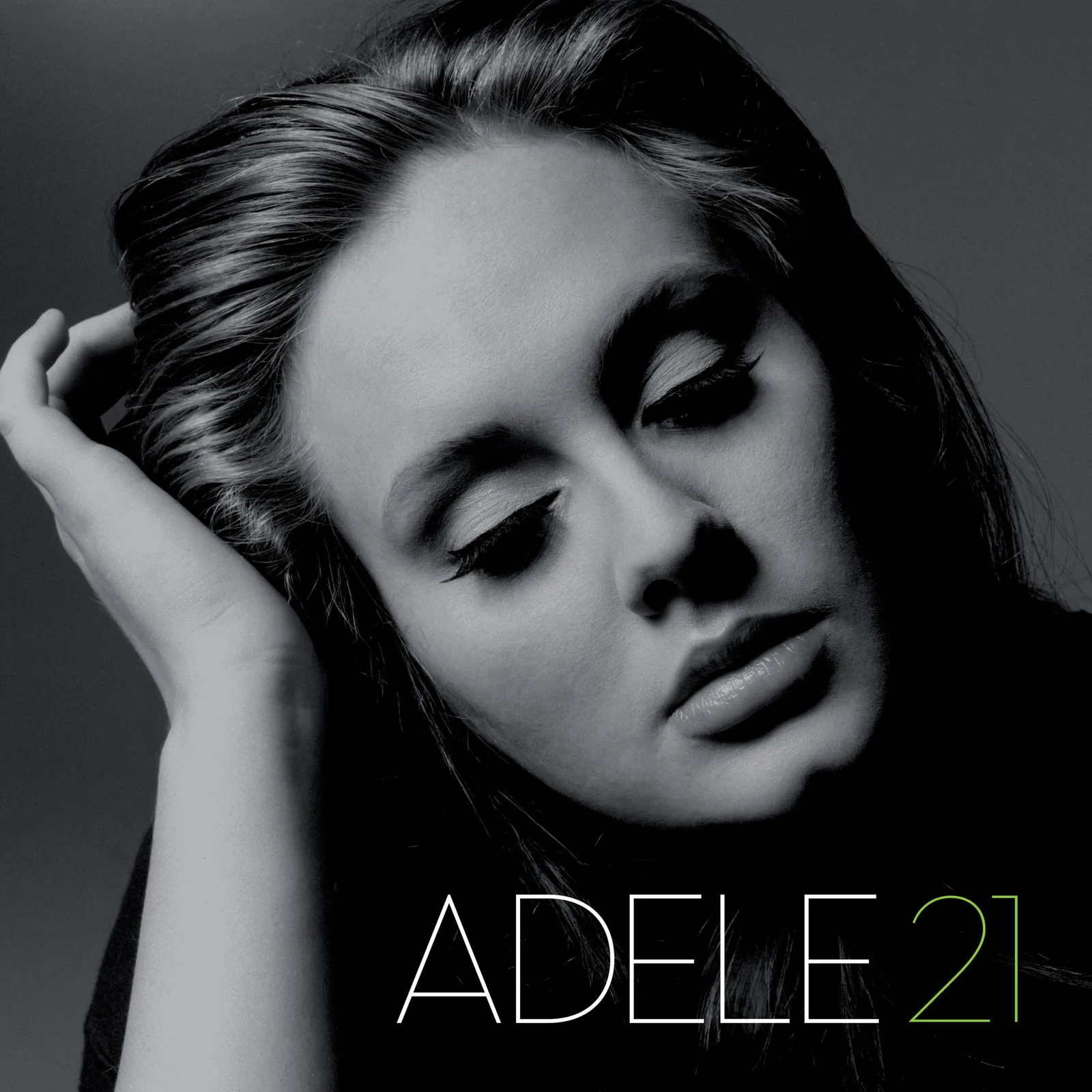 Bìa album Adele 21: chân dung đen trắng Adele tay chống đầu