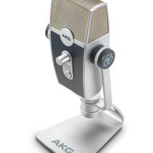 AKG Lyra trên bàn setup thu âm với laptop