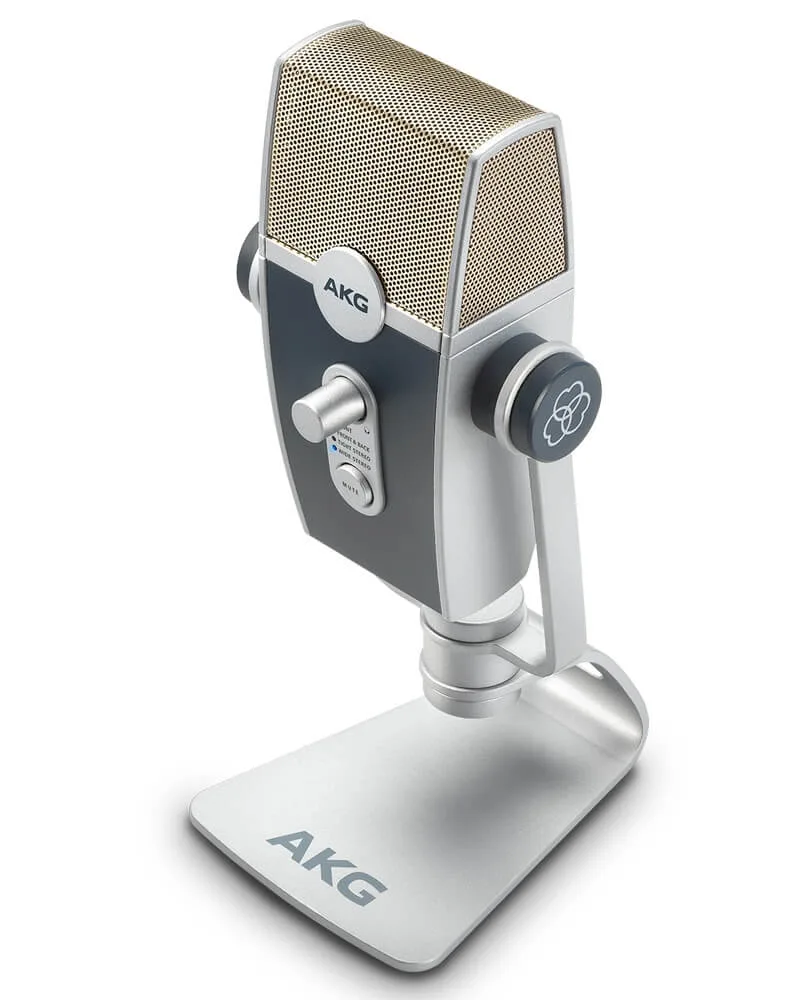 AKG Lyra trên bàn setup thu âm với laptop