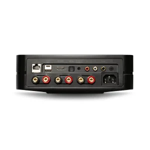 Mặt sau Bluesound POWERNODE Black: HDMI eARC, loa, RCA, USB