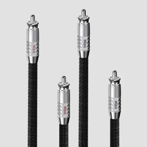 Bốn đầu jack Bridgee XCS-RCA bạc, cáp bện đen, nhãn brid3ee đỏ và đen phân kênh trái phải