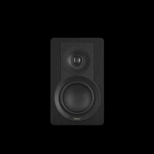 Mặt trước loa DALI KUPID Black Ash với tweeter và woofer sợi gỗ