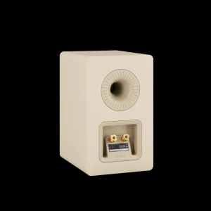 Mặt sau loa DALI KUPID Caramel White với cổng bass reflex và cọc loa mạ vàng