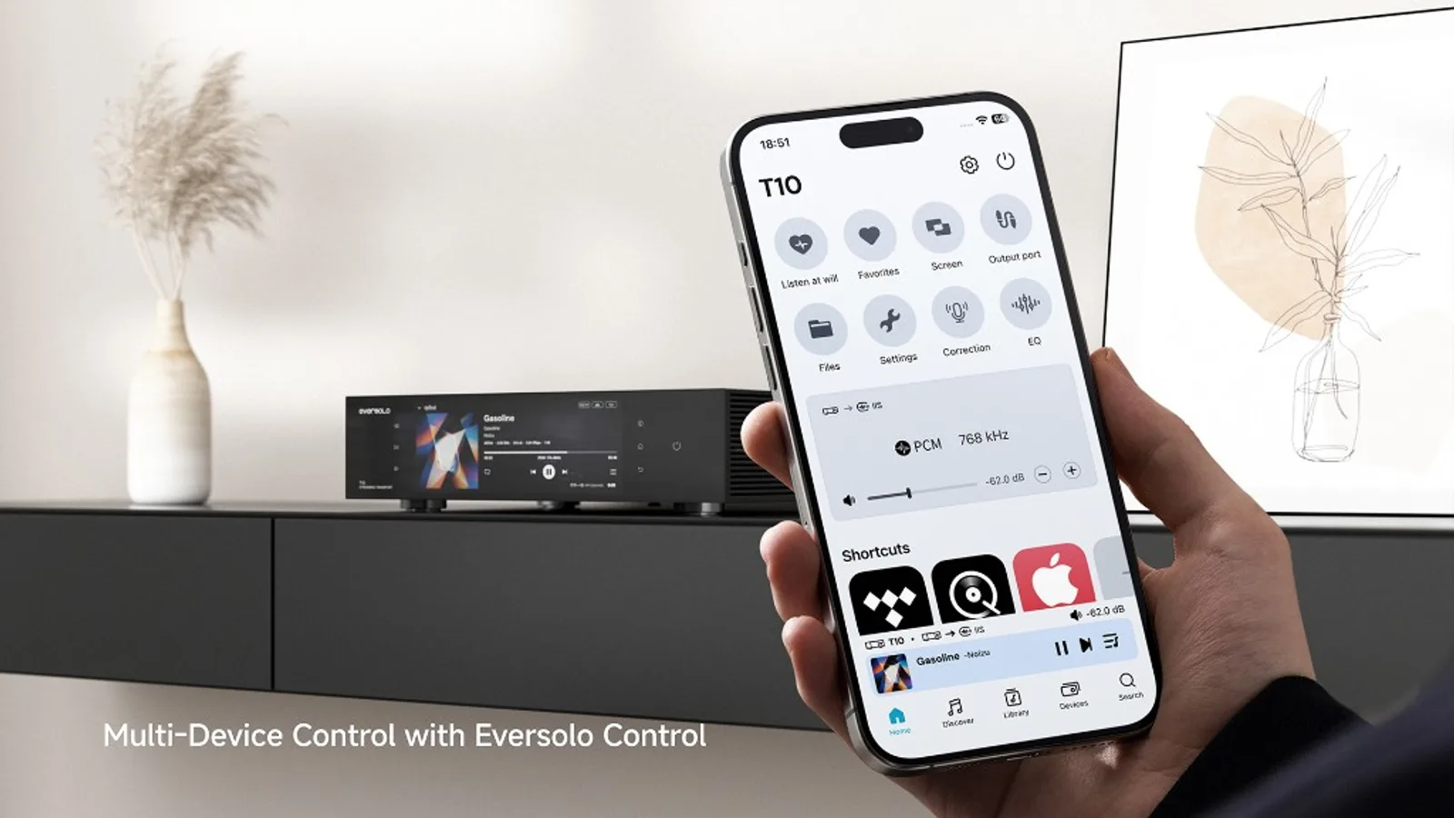 Điều khiển Eversolo T10 qua app Eversolo Control trên smartphone, multi-device control