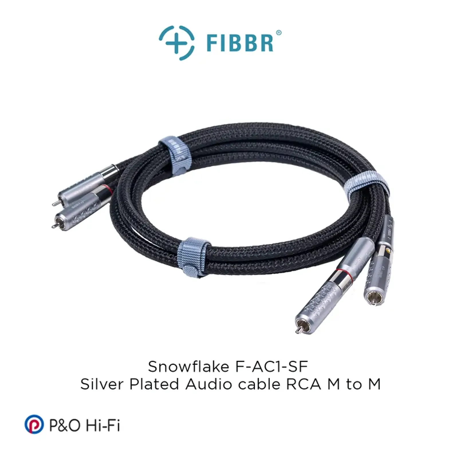 Cặp cáp FIBBR Snowflake F-AC1-SF RCA silver plated, braid đen và jack bạc họa tiết snowflake