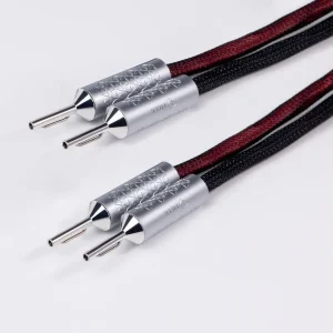 Bốn đầu banana FIBBR Snowflake F-AC2-SF bạc họa tiết snowflake, dây đỏ đen phân cực