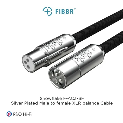 Cáp FIBBR Snowflake F-AC3-SF XLR balanced male to female, jack bạc họa tiết snowflake và braid đen