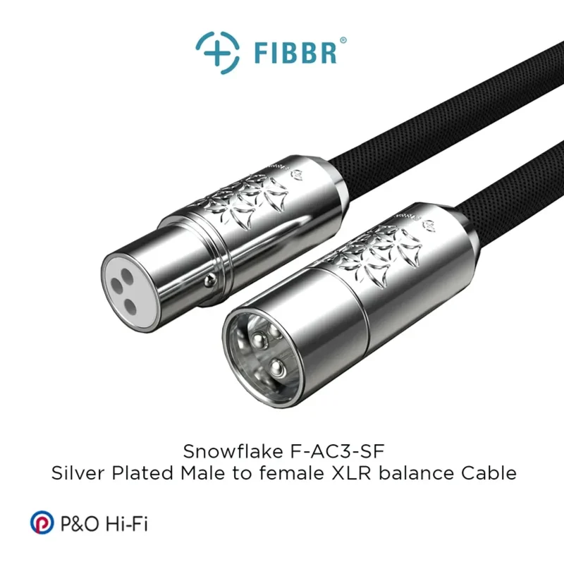 Cáp FIBBR Snowflake F-AC3-SF XLR balanced male to female, jack bạc họa tiết snowflake và braid đen