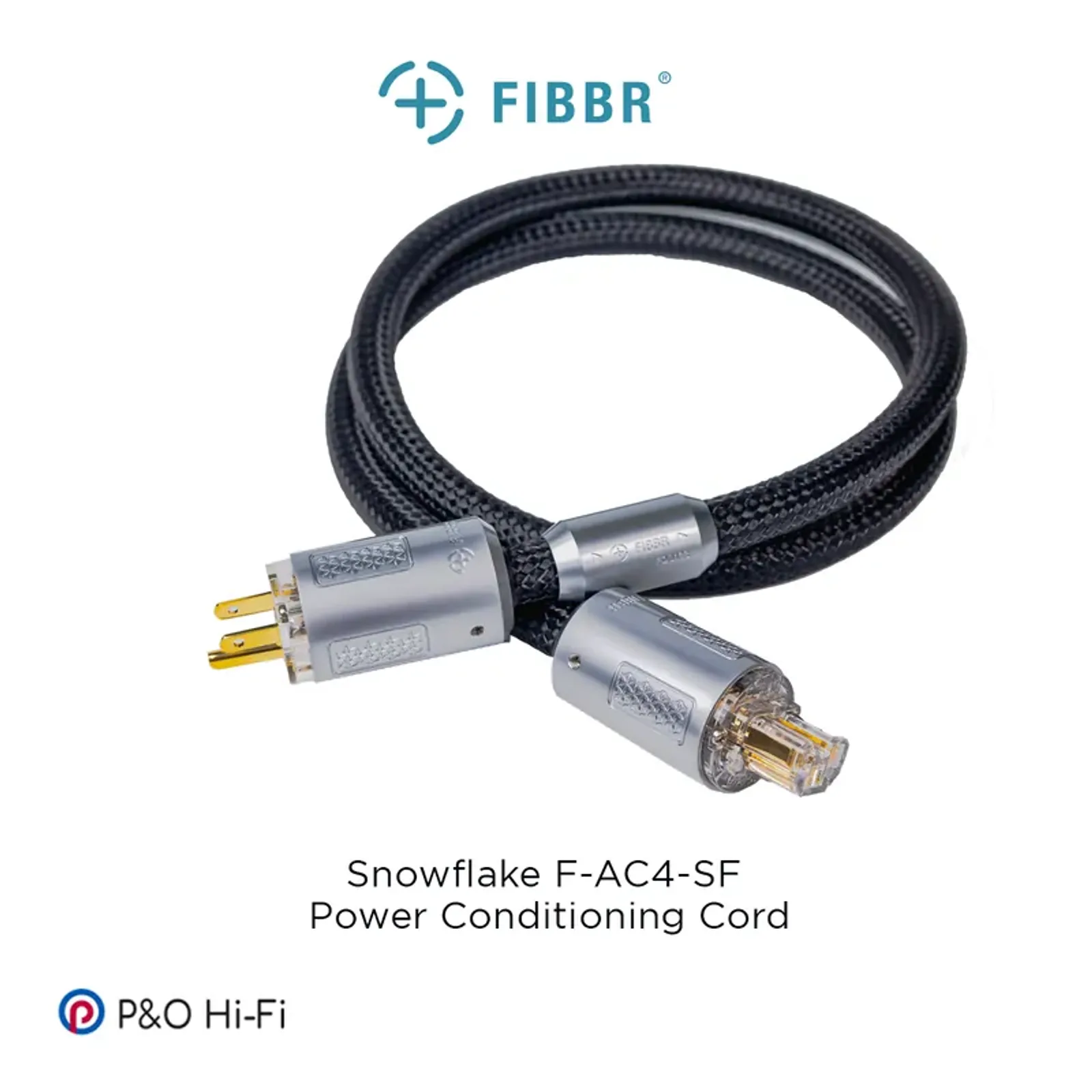 Dây nguồn FIBBR Snowflake F-AC4-SF Power Conditioning Cord, braid đen và jack bạc mạ vàng