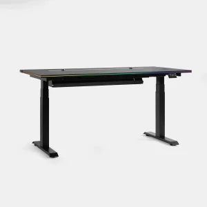 Bàn nâng hạ HyperWork Atlas Elite DP01.EL góc setup đen RGB