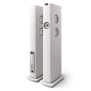 KEF LS60 Wireless Carbon Black góc 3/4 mặt trước và cạnh