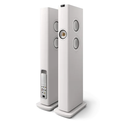 KEF LS60 Wireless Carbon Black góc 3/4 mặt trước và cạnh