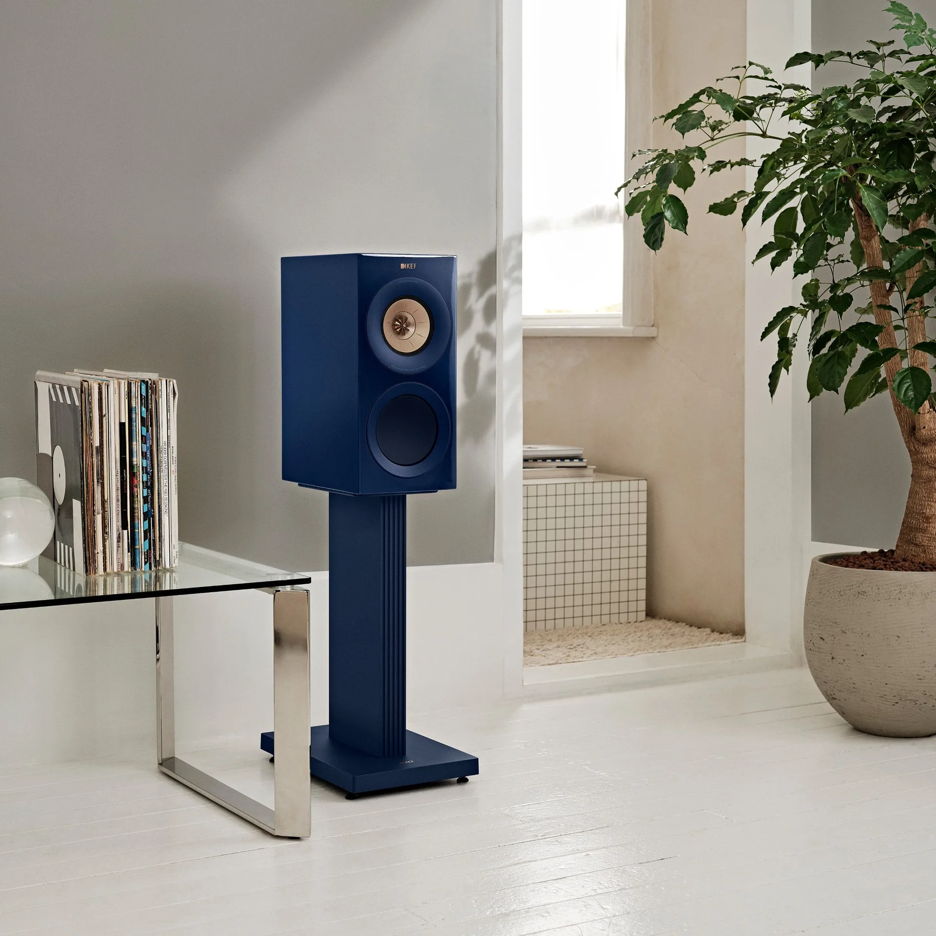 Loa bookshelf KEF R3 Meta trong không gian phòng nghe lifestyle