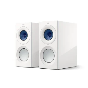 Loa bookshelf KEF Reference 1 Meta High-Gloss White/Blue góc nghiêng