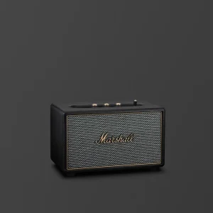 Marshall Acton IV màu Black, loa home Bluetooth compact nhìn góc nghiêng trên nền xám