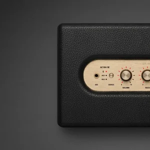 Mặt điều khiển Marshall Acton IV Black: chữ ACTON IV, cổng AUX, Volume Bass Treble