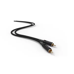 Cặp cáp NorStone Arran RCA bện đen, đầu jack mạ vàng và logo NorStone trên nền trắng