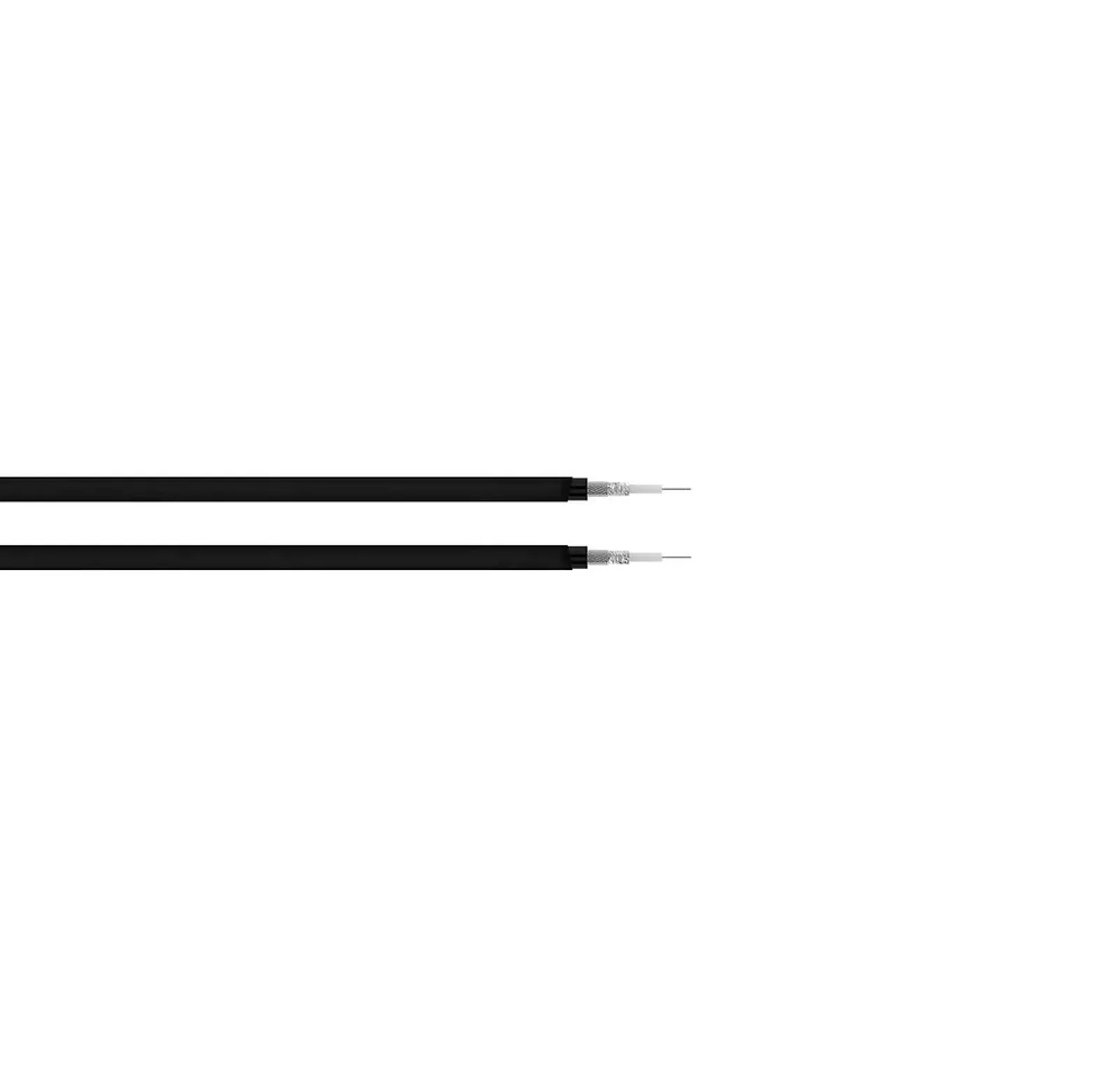 Cấu trúc cắt lớp cáp NorStone Arran RCA: vỏ đen, lưới chắn bạc, cách điện trắng và lõi dẫn