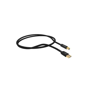 Cáp NorStone Arran USB Type-A sang Type-B, vỏ bện đen, jack mạ vàng và logo NorStone