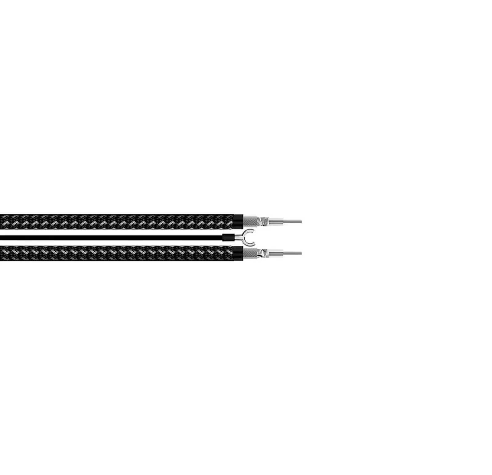 Cấu trúc cắt lớp NorStone Jura RCA 100: braid đen trắng, shield bạc, lõi dẫn và dây ground spade