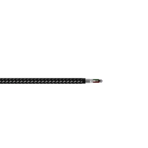 Cấu trúc cắt lớp cáp NorStone Jura USB: braid đen trắng, shield bạc và lõi xanh trắng đỏ đen
